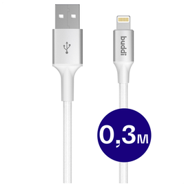 Buddi Flex USB-A naar Lightning Kabel 12W Fast Charge 30CM Wit