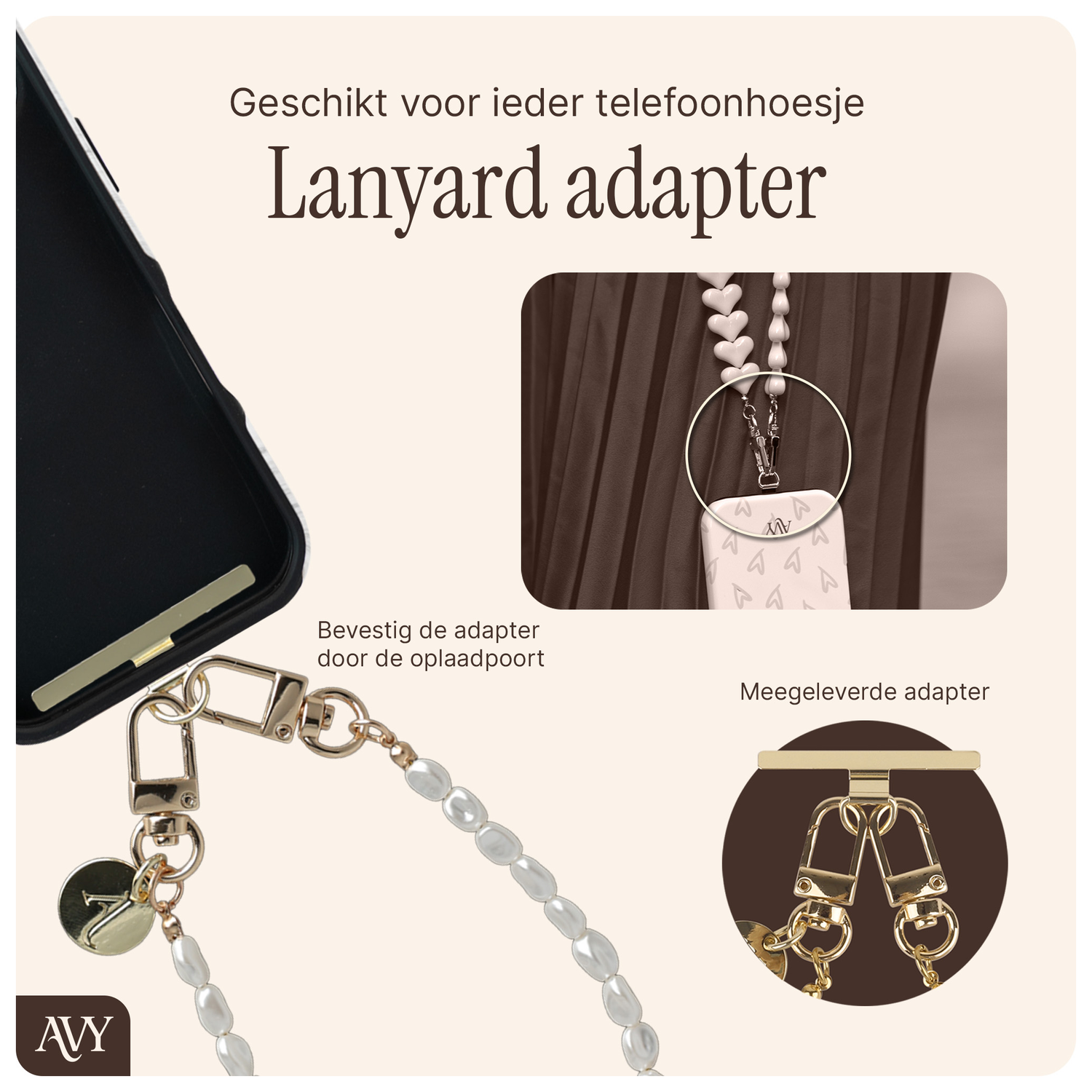 AVY Universeel Armband Polsband Telefoonkoord (30CM) Perla Chic afbeelding 12