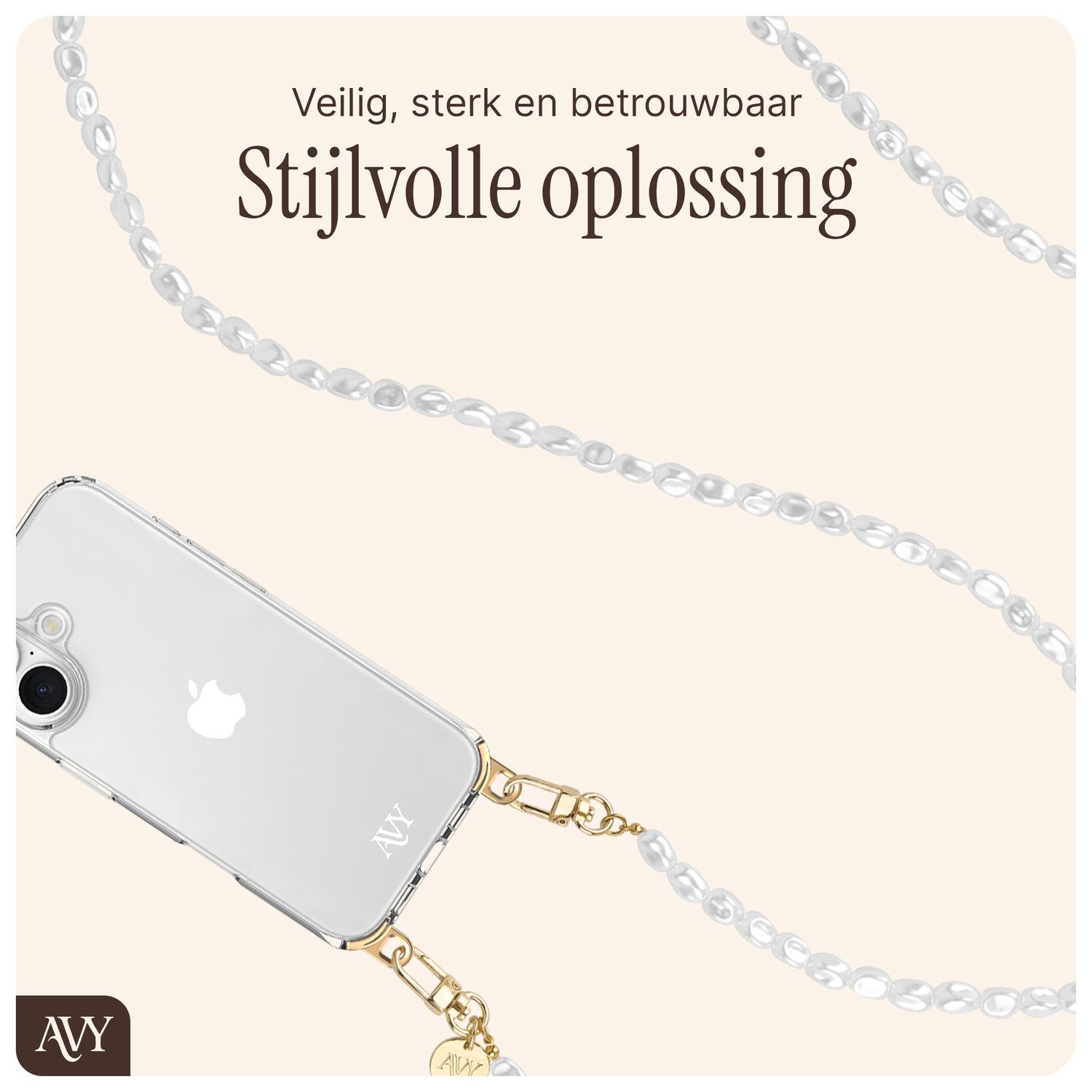 AVY Universeel Ketting Crossbody Telefoonkoord (120CM) Perla Chic afbeelding 6