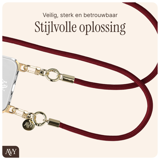 AVY Verstelbaar Crossbody Telefoonkoord / Telefoontouw (130CM) Tressé Burgundy afbeelding 7