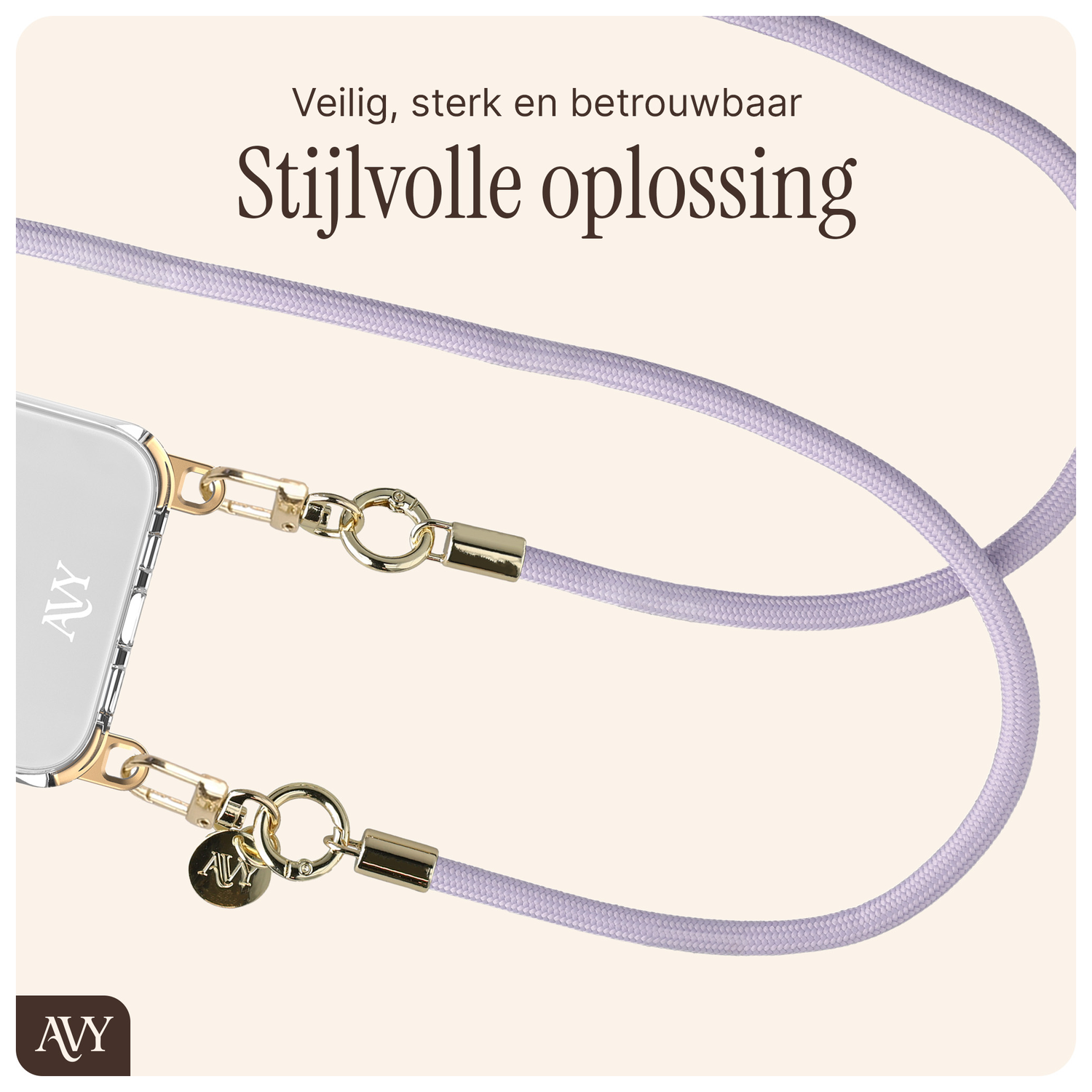 AVY Verstelbaar Crossbody Telefoonkoord / Telefoontouw (130CM) Tressé Purple afbeelding 5