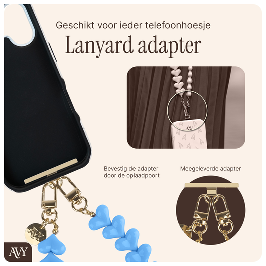 AVY Universele Hartjes Armband Polsband Telefoonkoord (30CM) Cupid Blue afbeelding 4