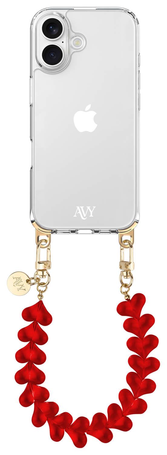 AVY Universele Hartjes Armband Polsband Telefoonkoord (30CM) Cupid Clear Red afbeelding 10