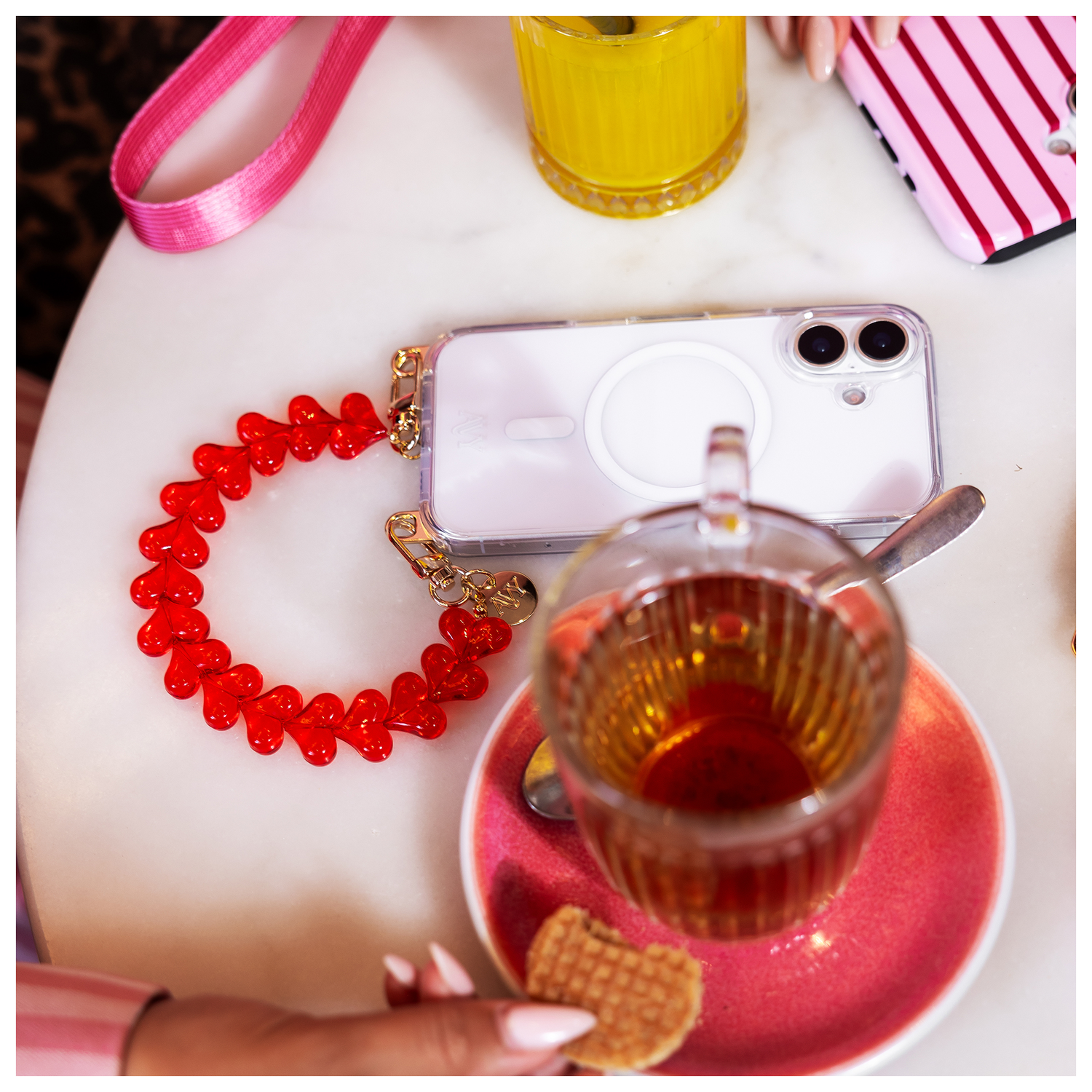 AVY Universele Hartjes Armband Polsband Telefoonkoord (30CM) Cupid Clear Red afbeelding 3