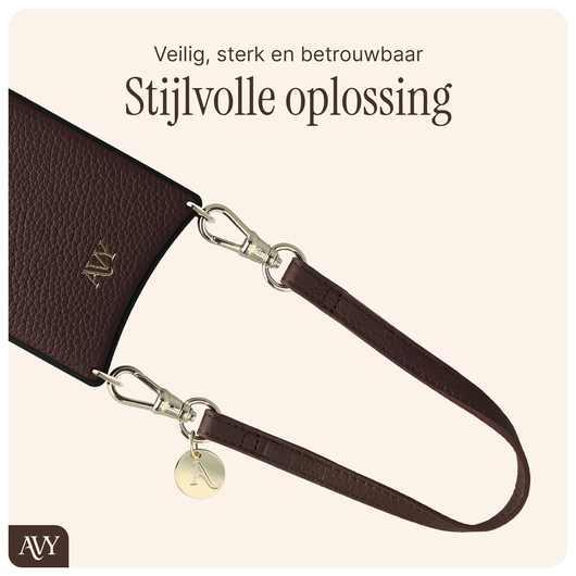 AVY Leren Armband Polsband Telefoonkoord (30CM) Leather Chocolate afbeelding 5