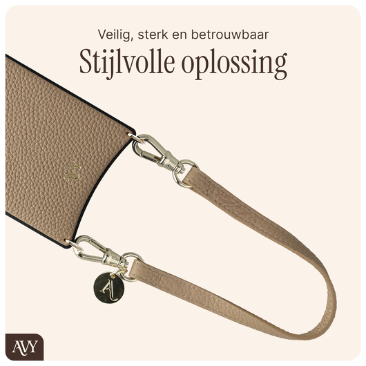 AVY Leren Armband Polsband Telefoonkoord (30CM) Leather Beige afbeelding 6