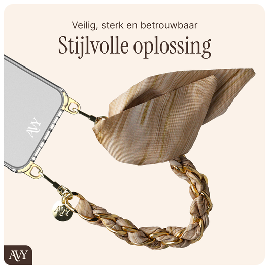 AVY Universeel Sjaal Telefoonkoord / Polsbandje (32CM) Aurum Gold afbeelding 7