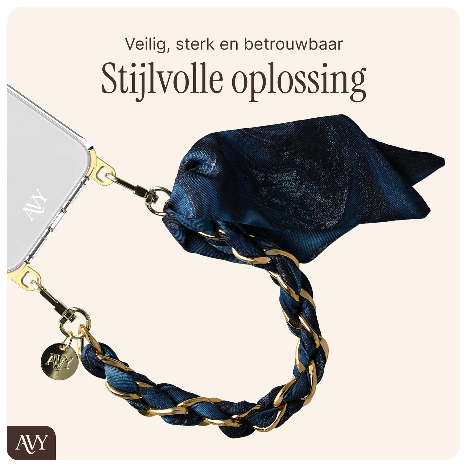 AVY Universeel Sjaal Telefoonkoord / Polsbandje (32CM) Obscura Blue afbeelding 5