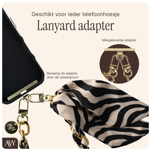 AVY Universeel Sjaal Telefoonkoord / Polsbandje (32CM) Serengeti Zebra afbeelding 5