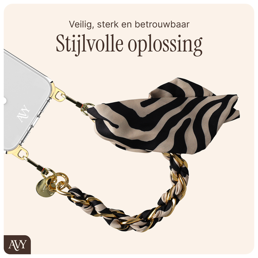 AVY Universeel Sjaal Telefoonkoord / Polsbandje (32CM) Serengeti Zebra afbeelding 6