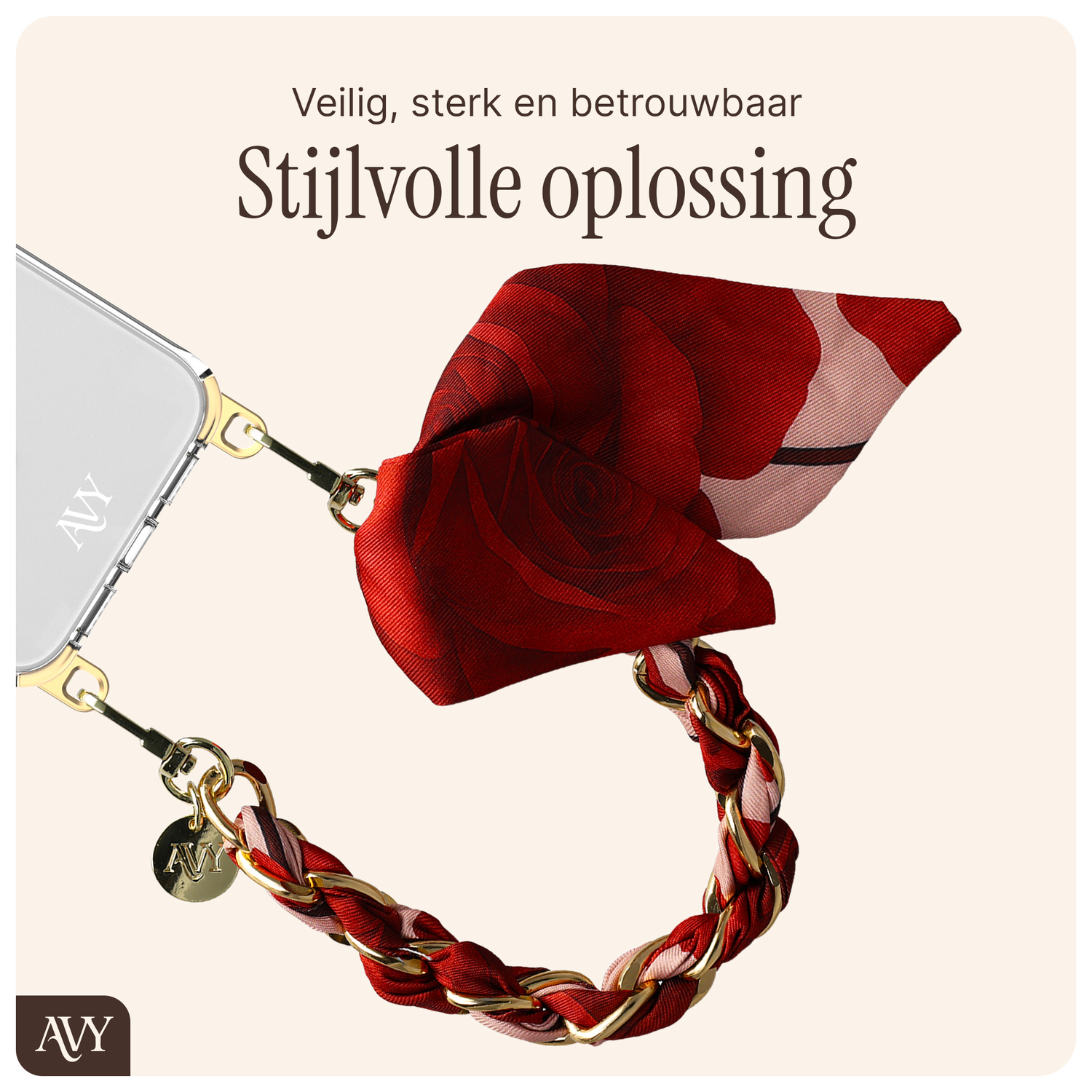 AVY Universeel Sjaal Telefoonkoord / Polsbandje (32CM) Botanique Roses afbeelding 5