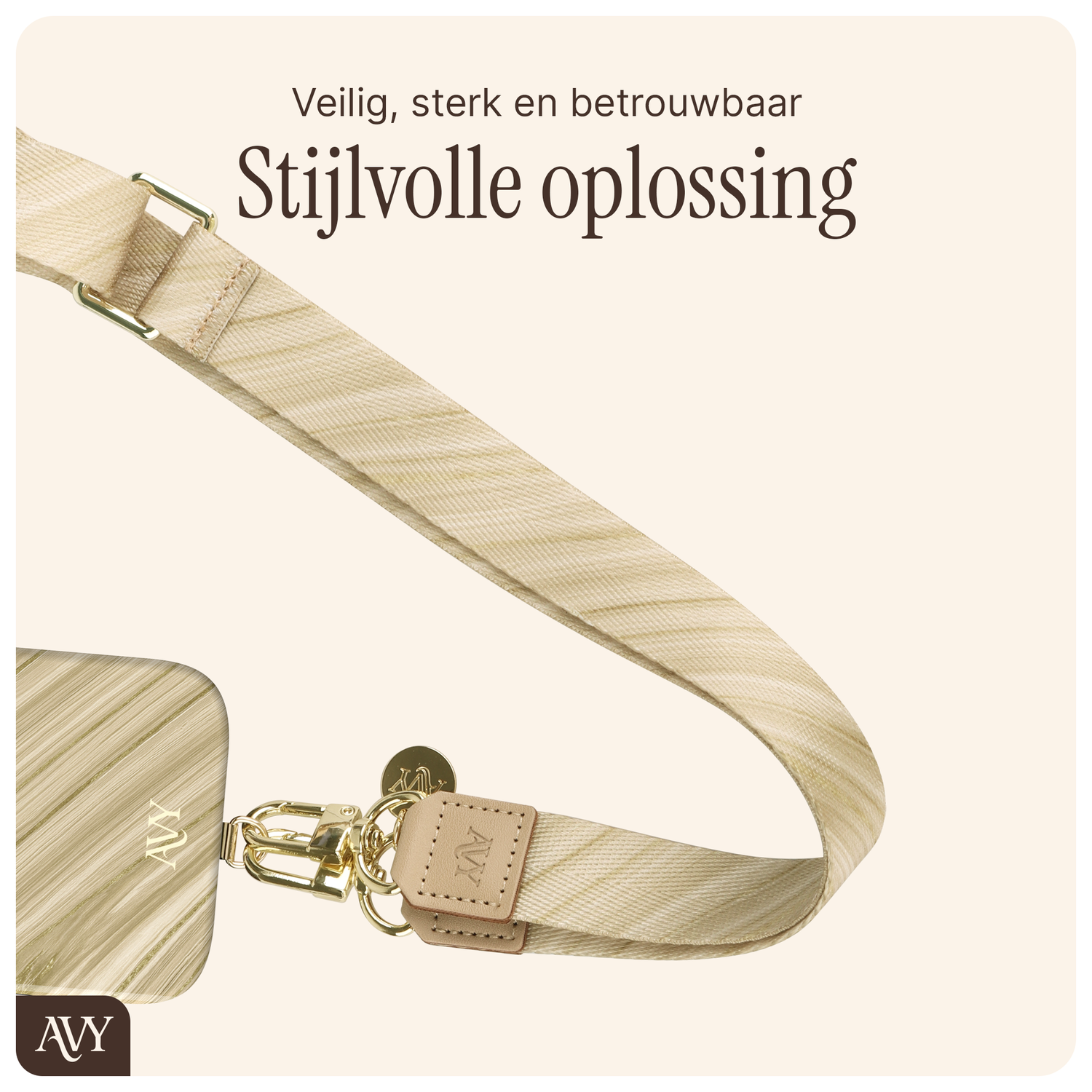 AVY Verstelbaar Nylon Crossbody Telefoonkoord (130CM) Aurum Gold afbeelding 7