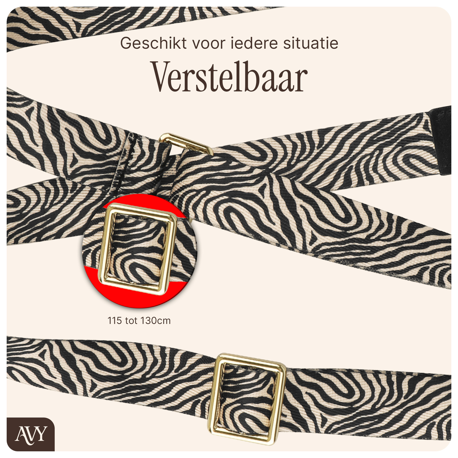 AVY Verstelbaar Nylon Crossbody Telefoonkoord (130CM) Serengeti Zebra afbeelding 6