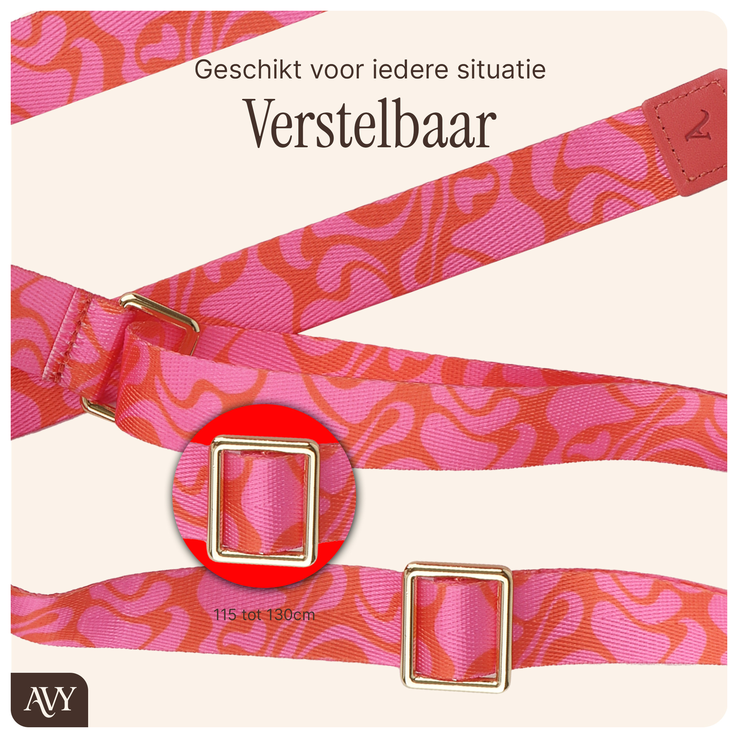 AVY Verstelbaar Nylon Crossbody Telefoonkoord (130CM) Rosé Twist afbeelding 7