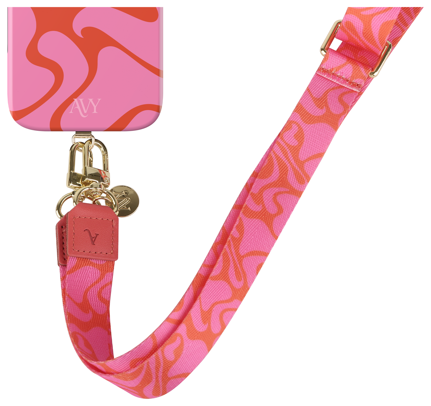 AVY Verstelbaar Nylon Crossbody Telefoonkoord (130CM) Rosé Twist afbeelding 9