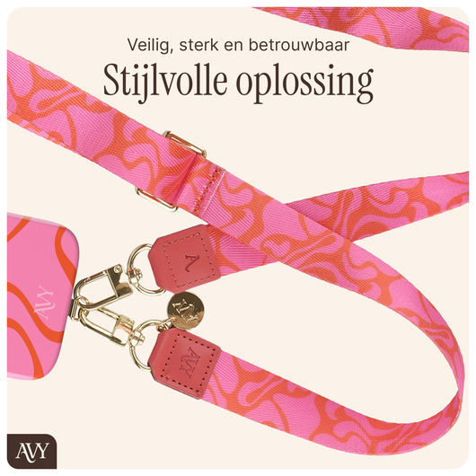 AVY Verstelbaar Nylon Crossbody Telefoonkoord (130CM) Rosé Twist afbeelding 6