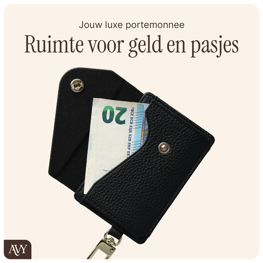 AVY Leren Wallet MagSafe Kaarthouder / Pasjeshouder Leather Black afbeelding 2