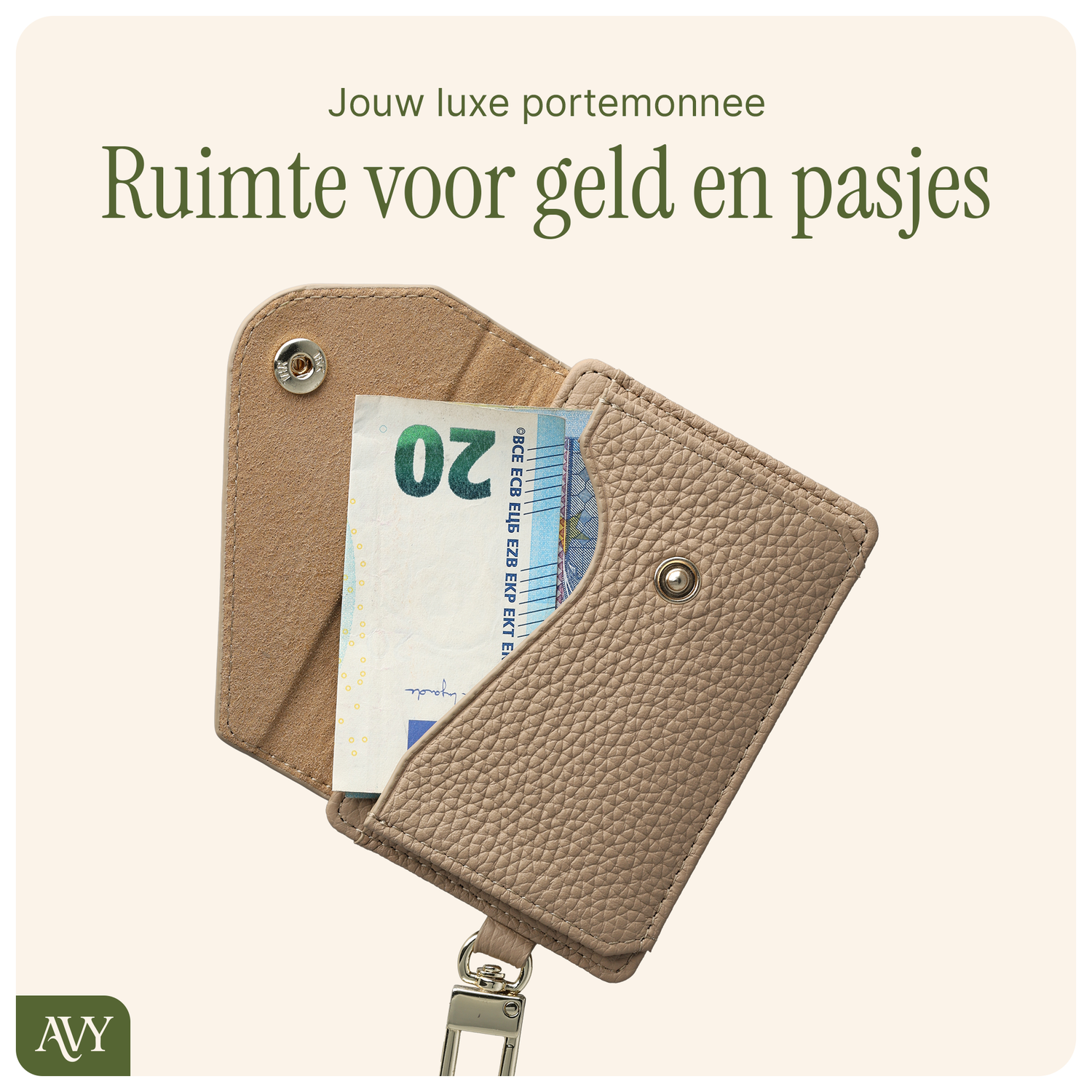 AVY Leren Wallet MagSafe Kaarthouder / Pasjeshouder Leather Beige afbeelding 2