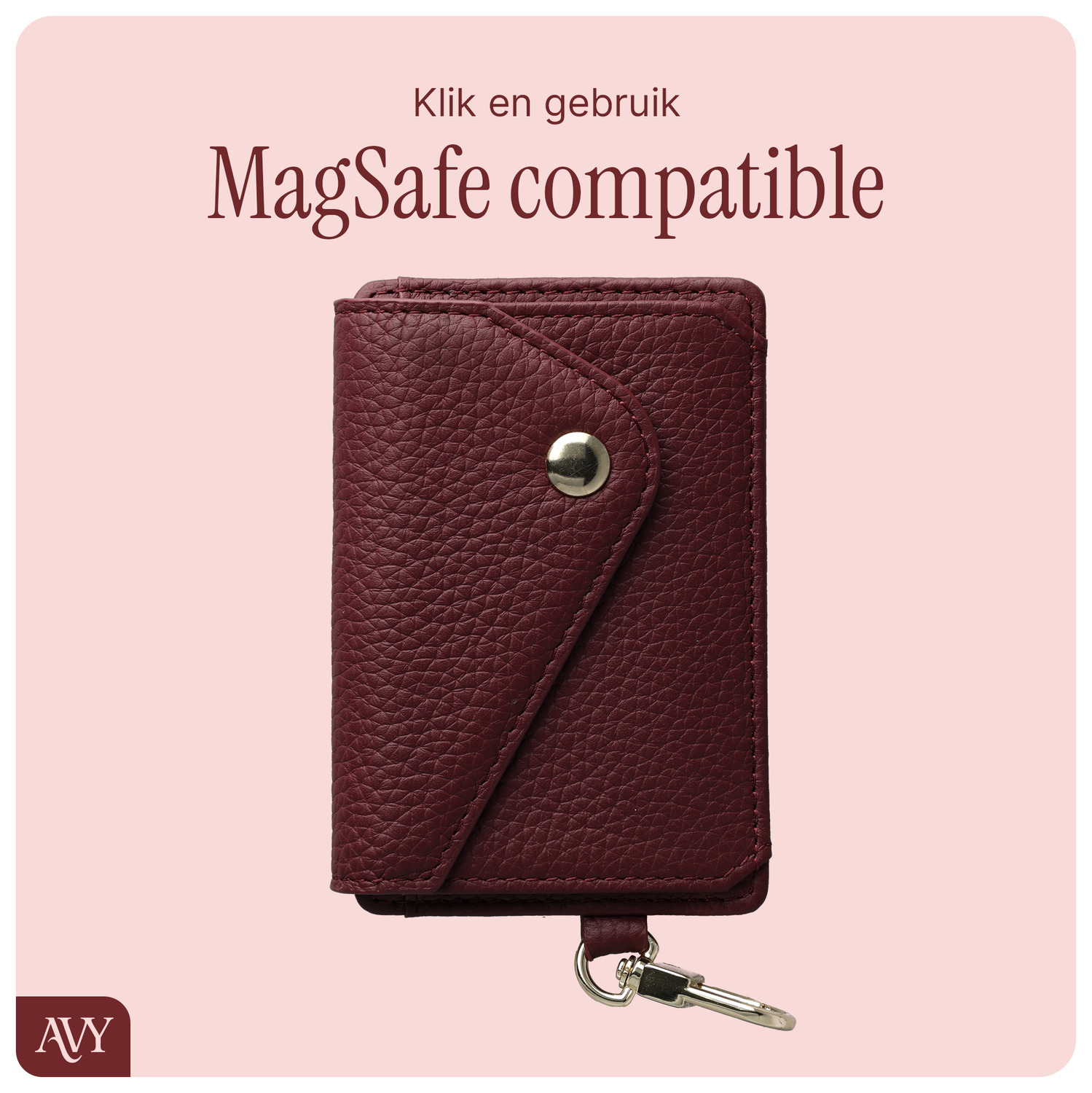 AVY Leren Wallet MagSafe Kaarthouder / Pasjeshouder Leather Burgundy afbeelding 3