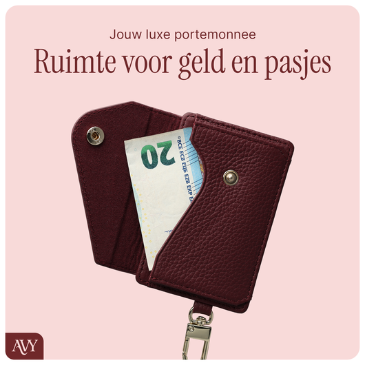 AVY Leren Wallet MagSafe Kaarthouder / Pasjeshouder Leather Burgundy afbeelding 2