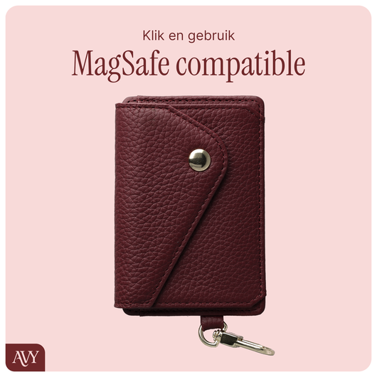 AVY Leren Wallet MagSafe Kaarthouder / Pasjeshouder Leather Burgundy afbeelding 3