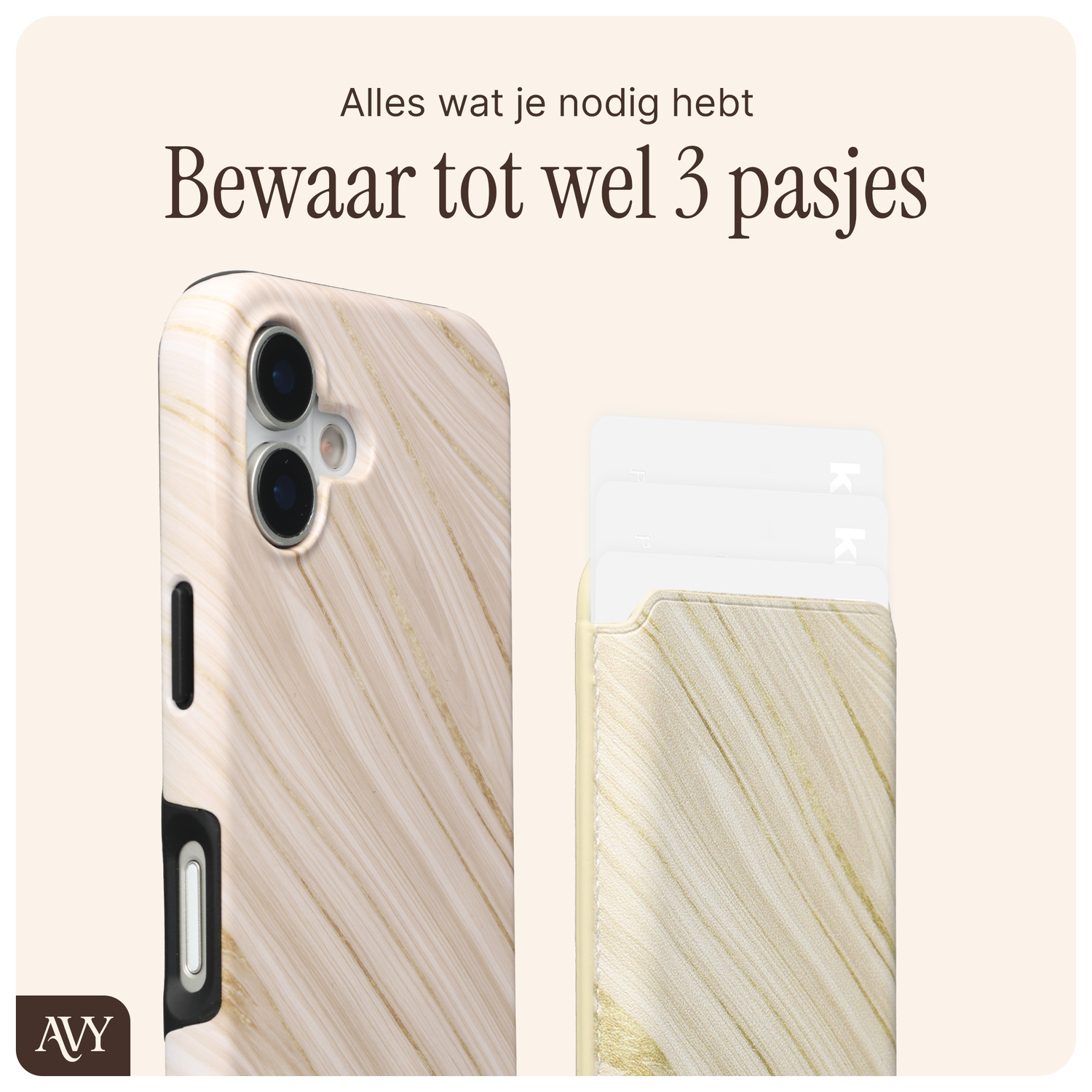 AVY Magnetische Wallet MagSafe Kaarthouder / Pasjeshouder Aurum Gold afbeelding 2