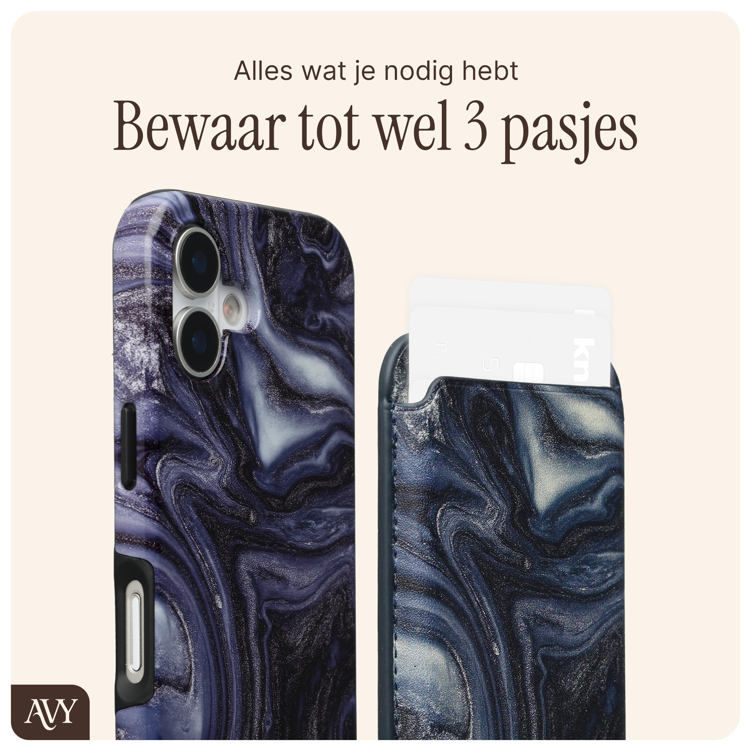 AVY Magnetische Wallet MagSafe Kaarthouder / Pasjeshouder Obscura Blue afbeelding 2