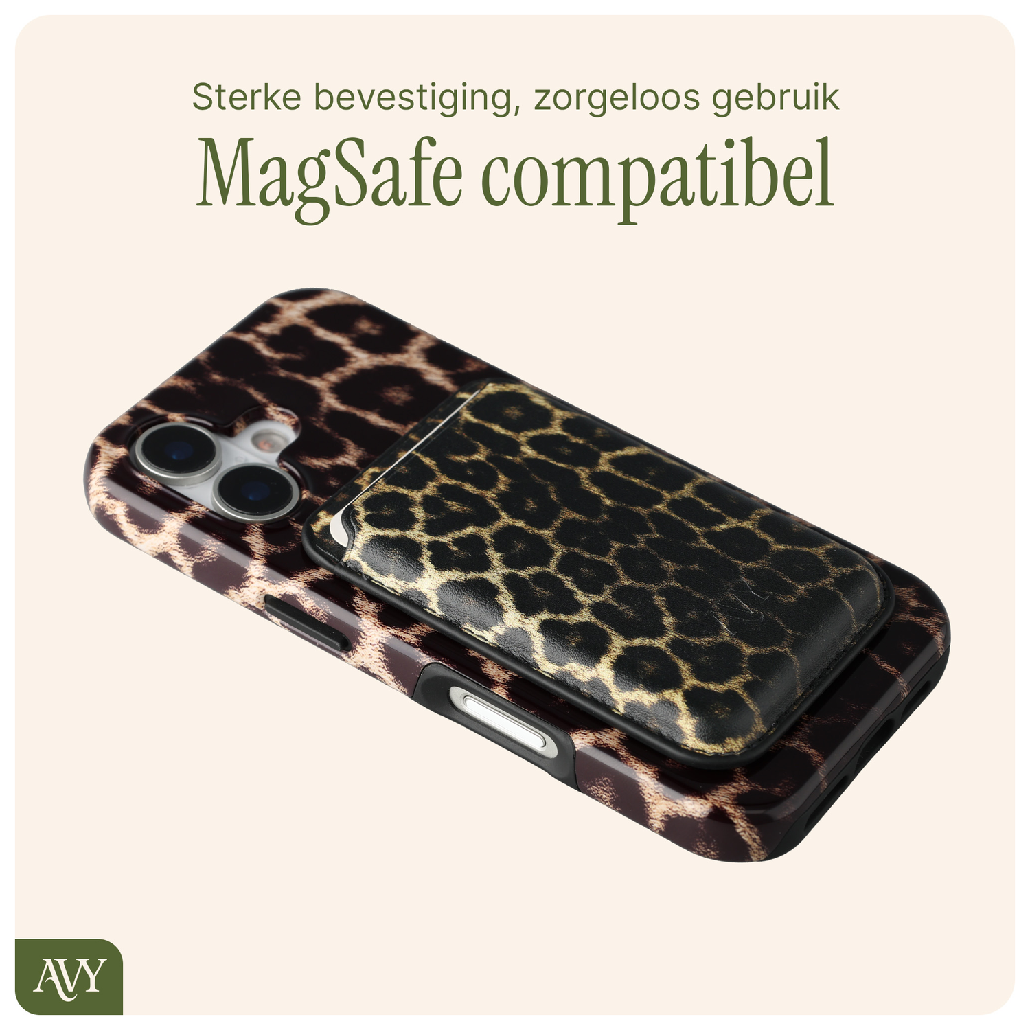 AVY Magnetische Wallet MagSafe Kaarthouder / Pasjeshouder Panthera Chic afbeelding 5