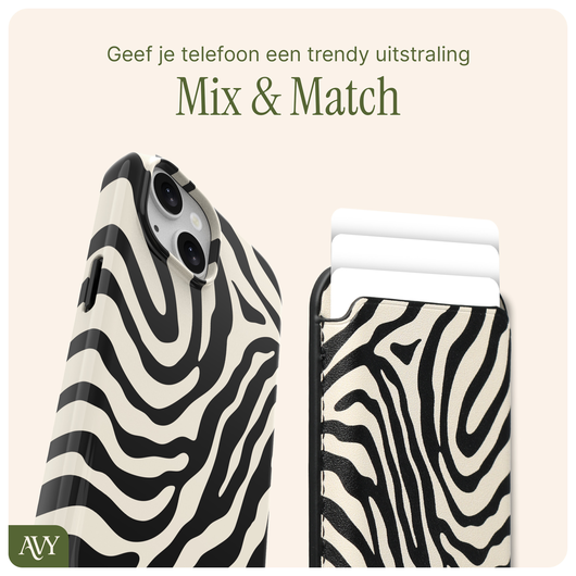 AVY Magnetische Wallet MagSafe Kaarthouder / Pasjeshouder Serengeti Zebra afbeelding 2