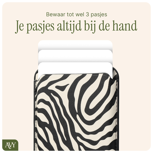 AVY Magnetische Wallet MagSafe Kaarthouder / Pasjeshouder Serengeti Zebra afbeelding 4