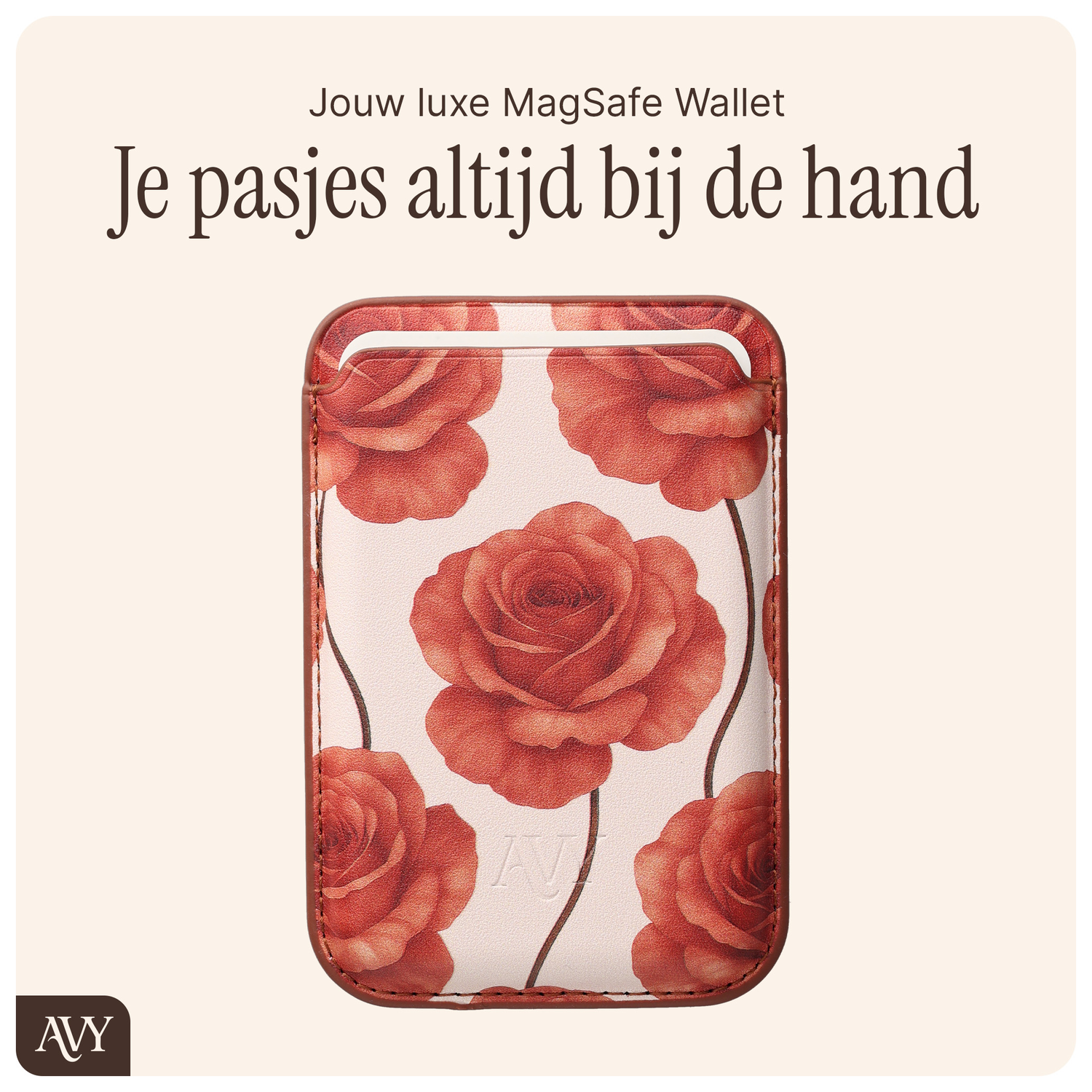 AVY Magnetische Wallet MagSafe Kaarthouder / Pasjeshouder Botanique Roses afbeelding 6