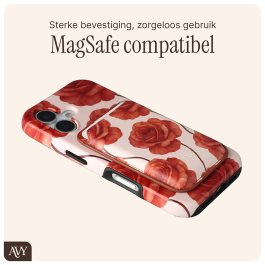AVY Magnetische Wallet MagSafe Kaarthouder / Pasjeshouder Botanique Roses afbeelding 5