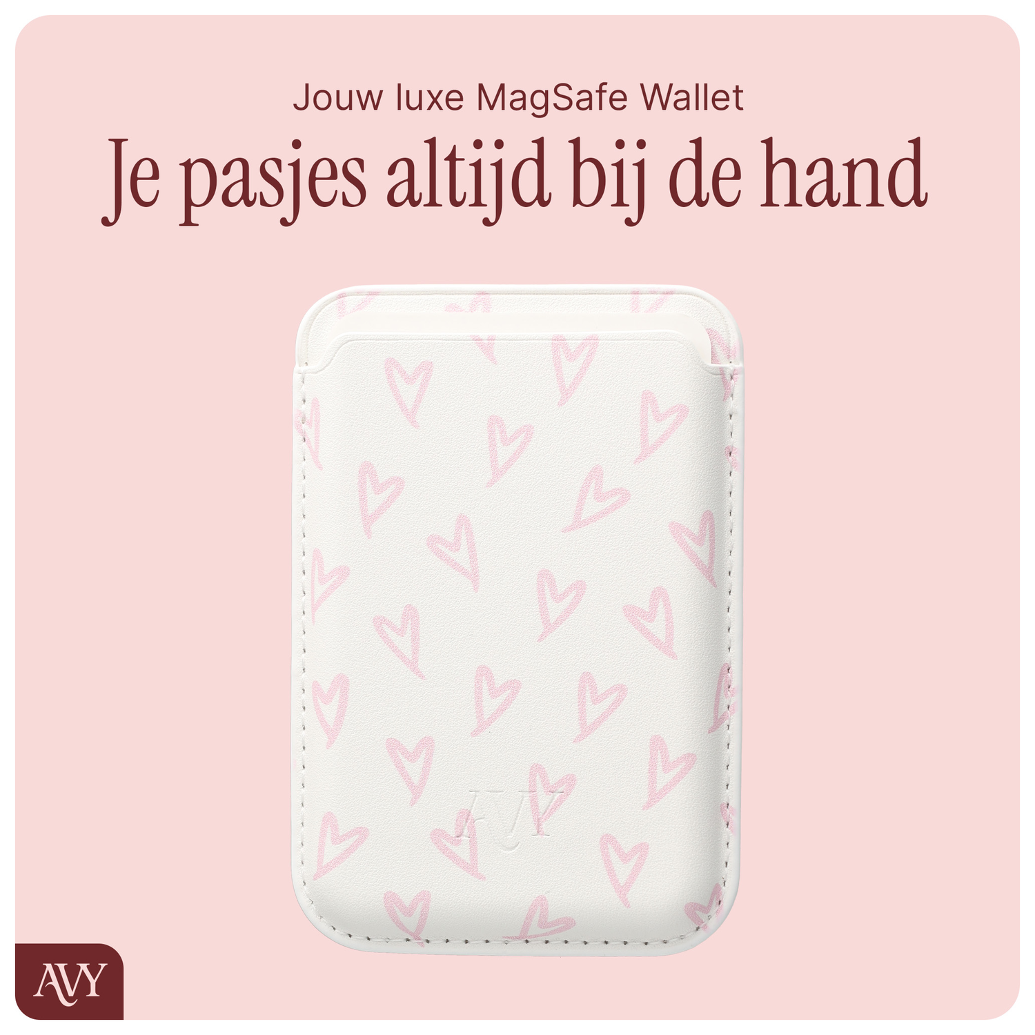 AVY Magnetische Wallet MagSafe Kaarthouder / Pasjeshouder Cupid Blush afbeelding 6