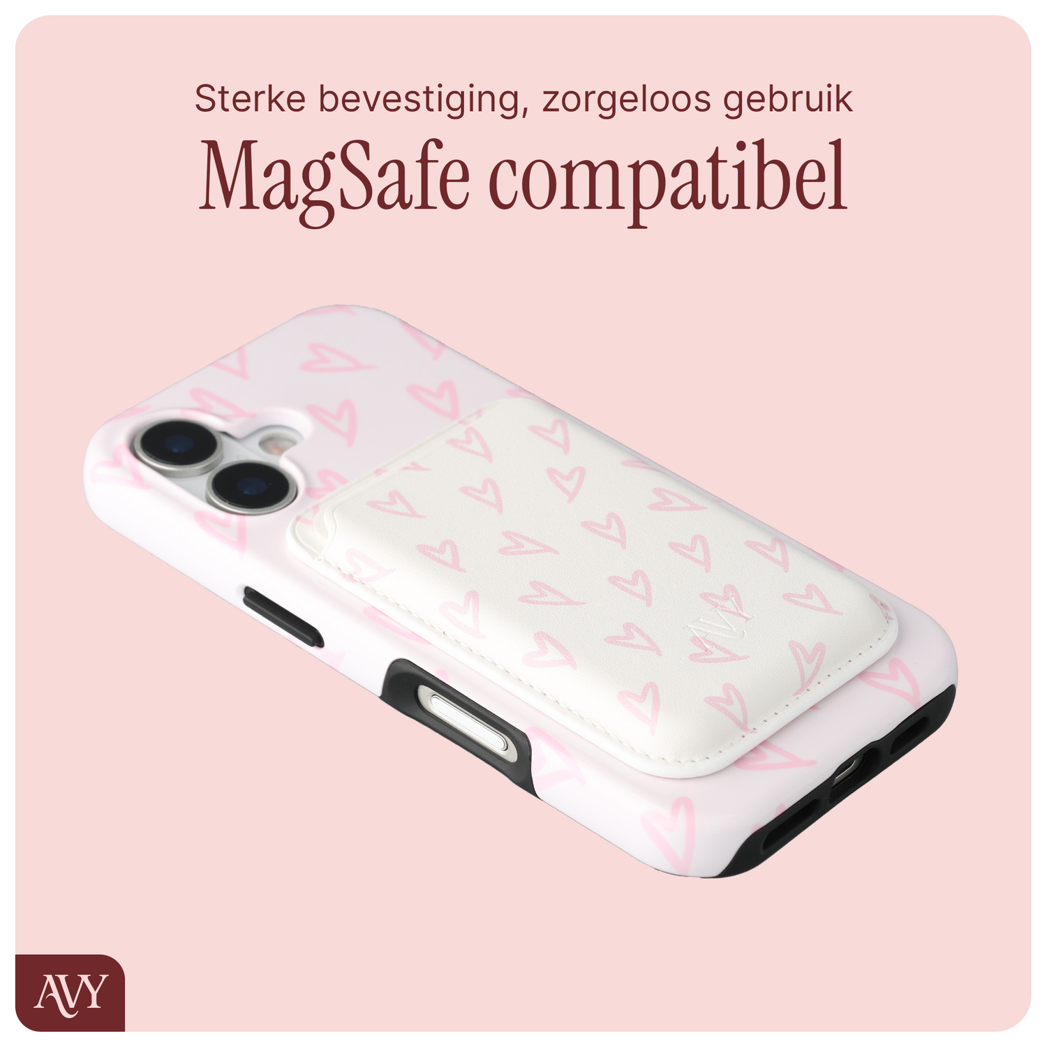 AVY Magnetische Wallet MagSafe Kaarthouder / Pasjeshouder Cupid Blush afbeelding 5