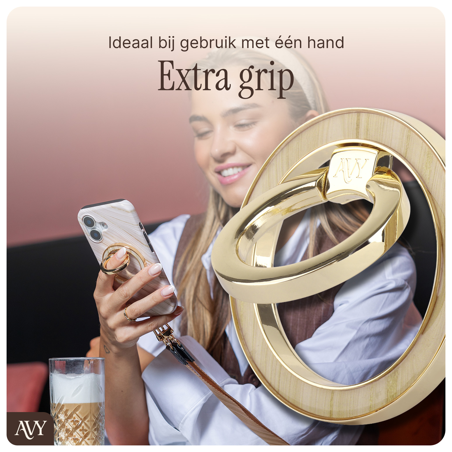 AVY Stand MagSafe Ring Stand / Vinger Houder Aurum Gold afbeelding 2