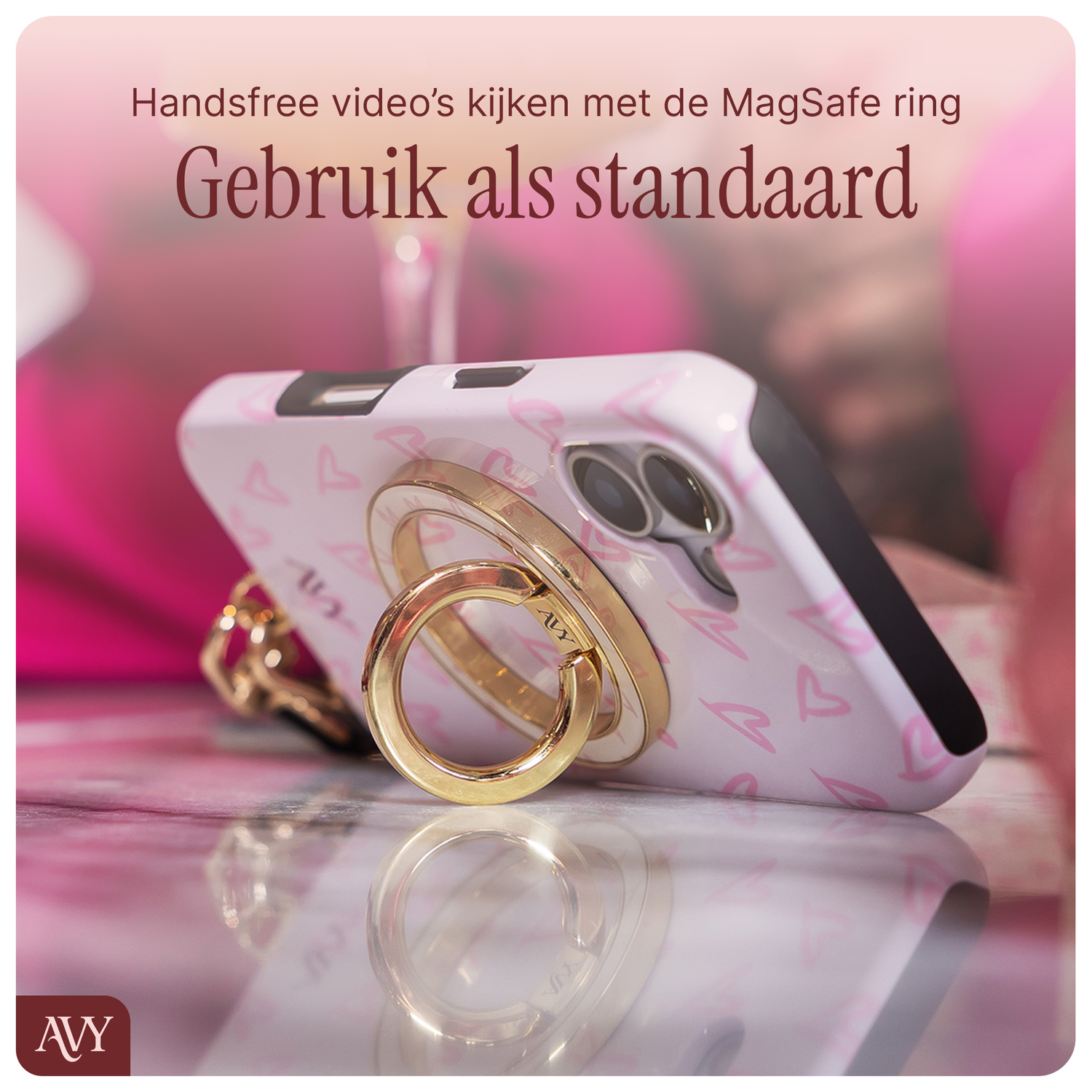 AVY Stand MagSafe Ring Stand / Vinger Houder Rosé Twist afbeelding 4