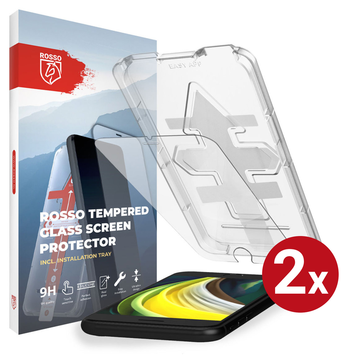Rosso Apple iPhone SE 2020/2022 Tempered Glass met Installatietray (2-Pack) afbeelding 1