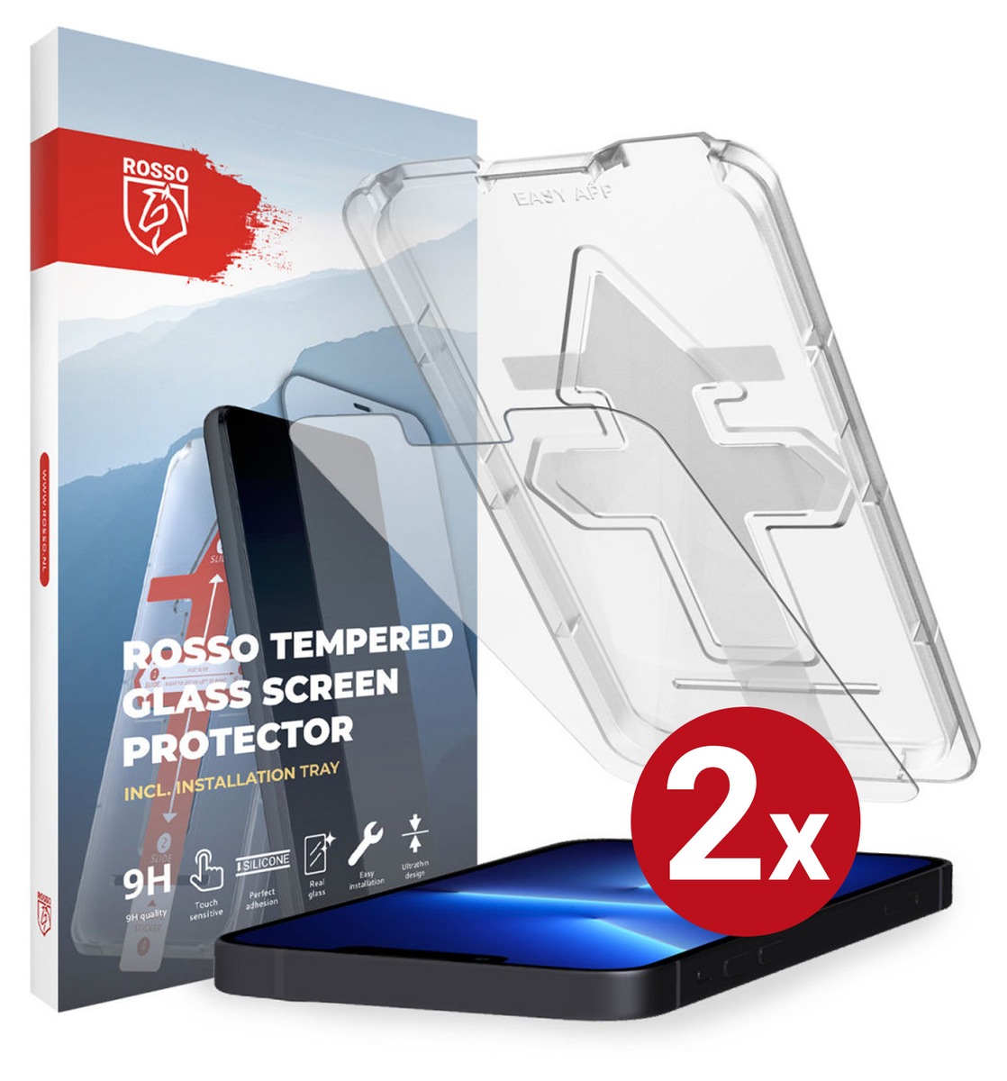 Rosso Apple iPhone 13 Pro Max Tempered Glass met Installatietray (2-pack) afbeelding 11
