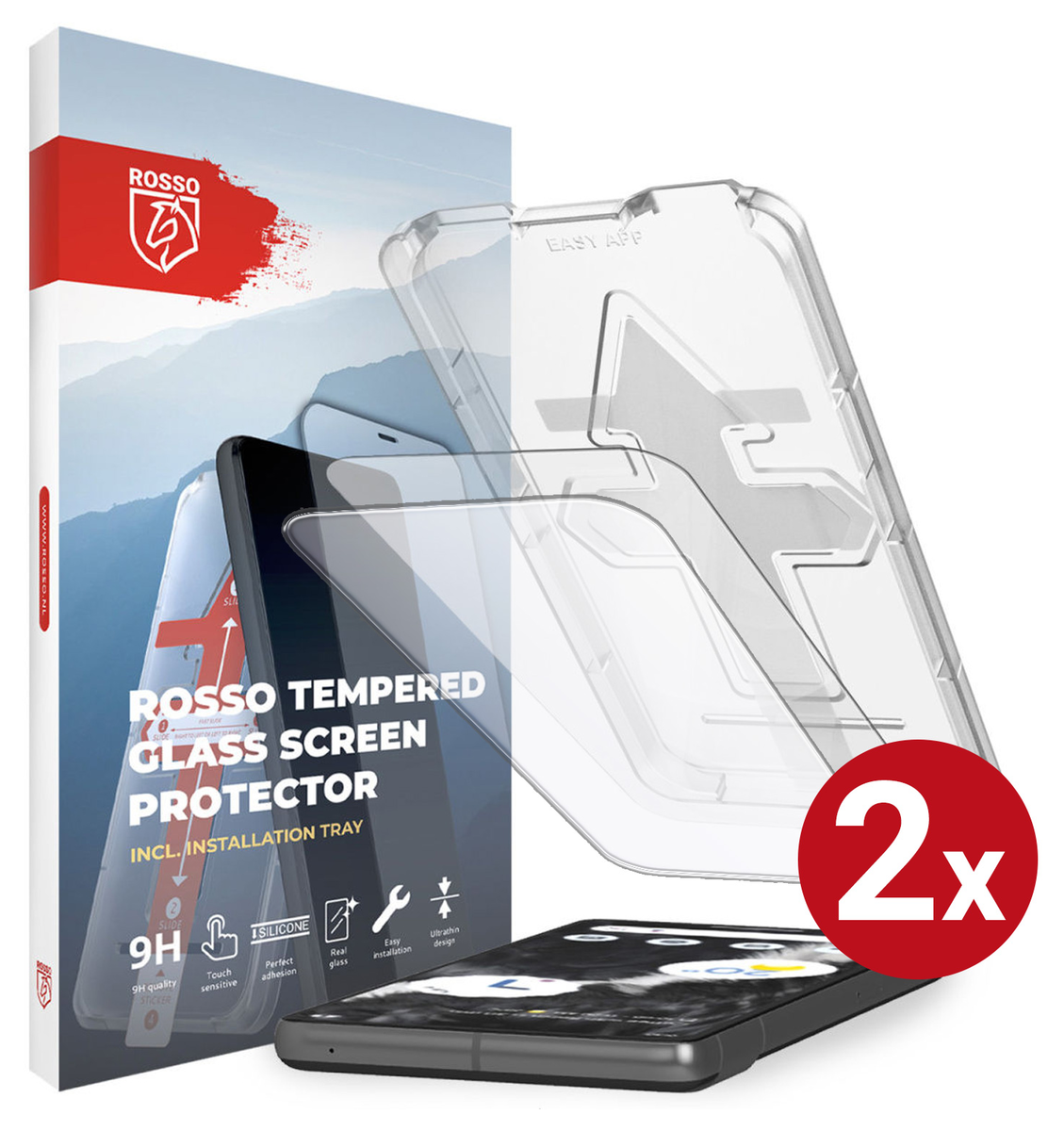 Rosso Google Pixel 7 Tempered Glass met Installatietray (2-Pack) afbeelding 1