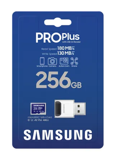 Samsung PRO Plus MicroSDXC Geheugenkaart 180MB/s met Adapter 256GB Blauw afbeelding 6