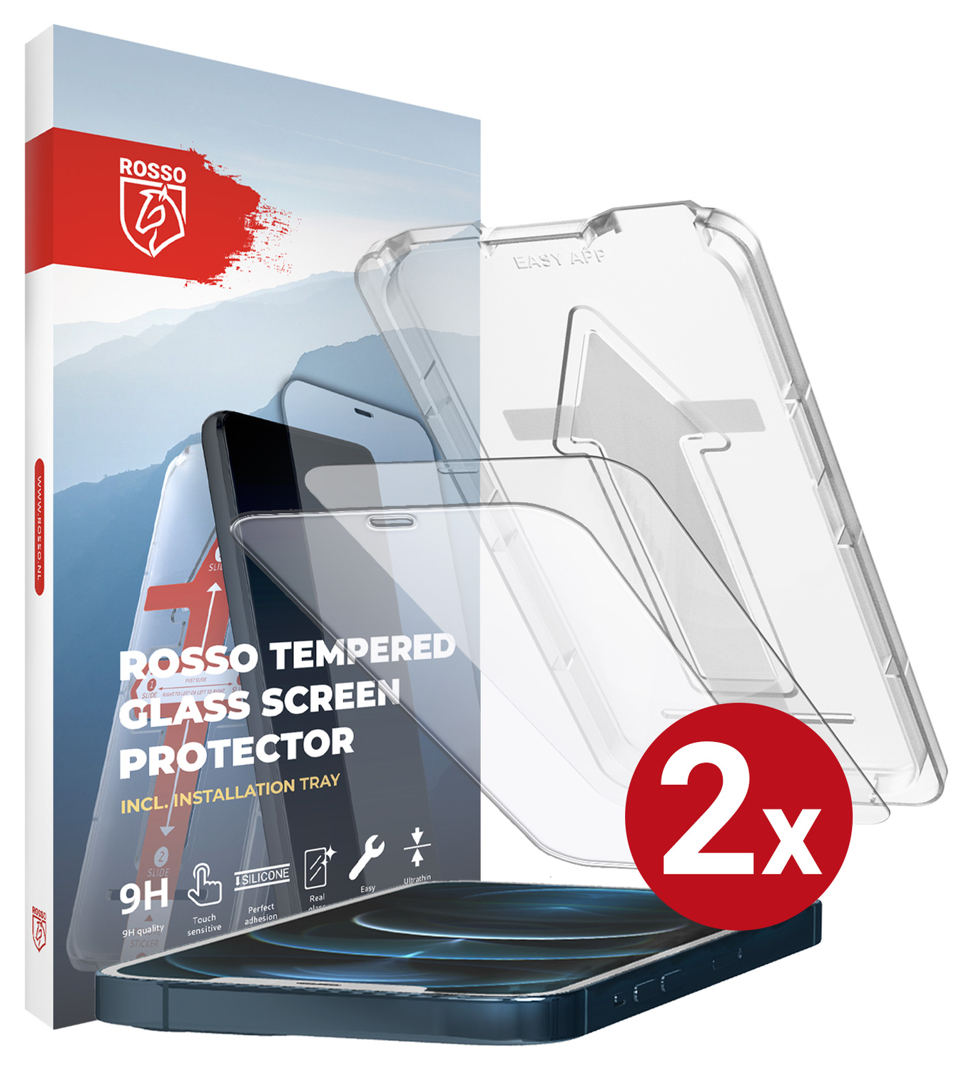 Rosso iPhone 12 Pro Max Tempered Glass met Installatietray (2-Pack) afbeelding 12