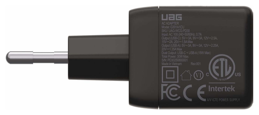 UAG SRGE 30W GaN Power Adapter USB-C/USB-A Snellader Zwart afbeelding 7