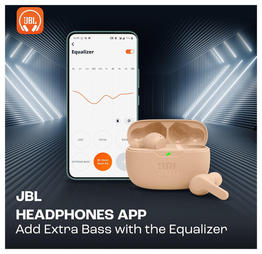 JBL Wave Beam Draadloze Oordopjes Deep Bass Sound Beige afbeelding 4
