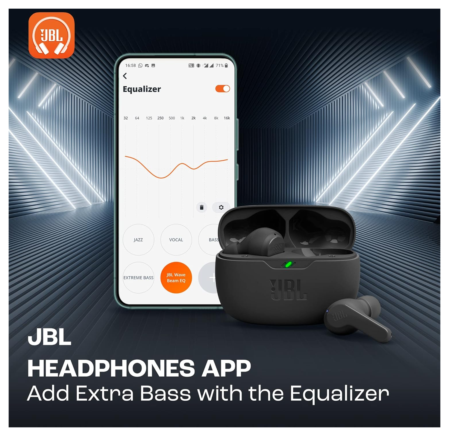 JBL Wave Beam Draadloze Oordopjes Deep Bass Sound Zwart afbeelding 4