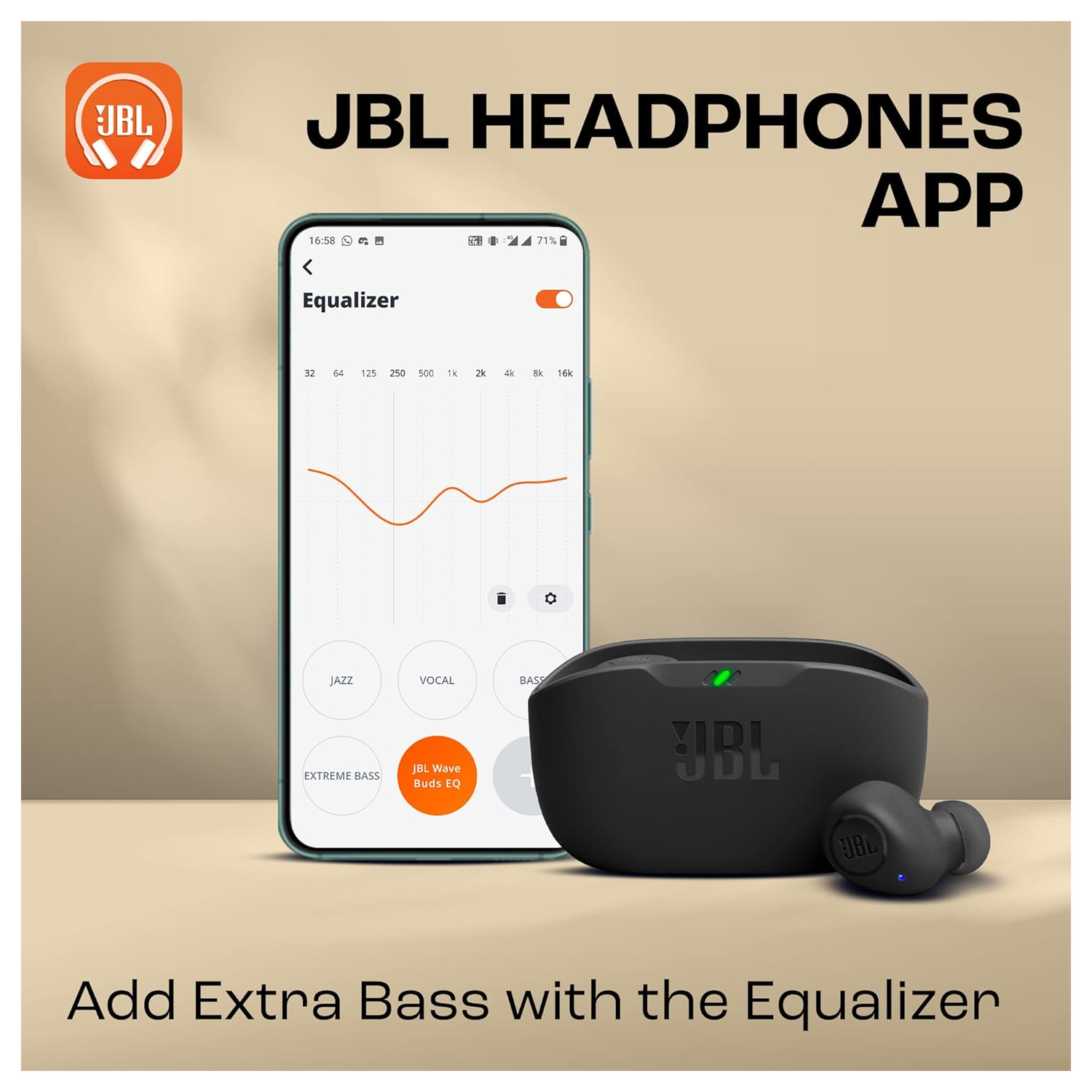 JBL Wave Buds Draadloze Oordopjes Zwart afbeelding 5