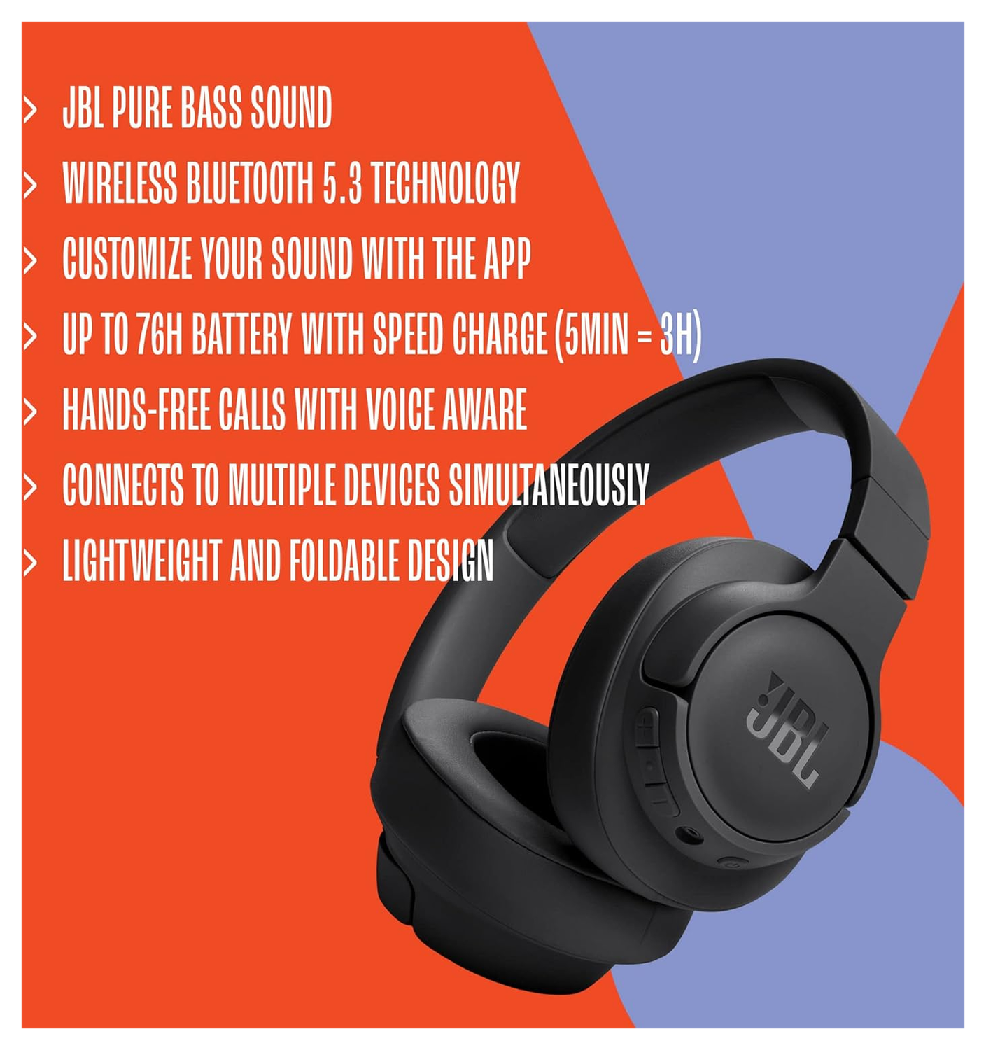 JBL Tune 720BT Koptelefoon Blauw afbeelding 7