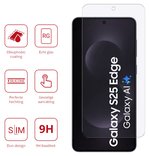 Rosso Samsung Galaxy S25 Edge 9H Tempered Glass 2-pack afbeelding 2