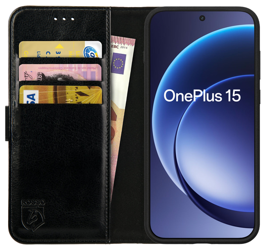 Rosso Element OnePlus 15 Hoesje Book Case Wallet Zwart afbeelding 1