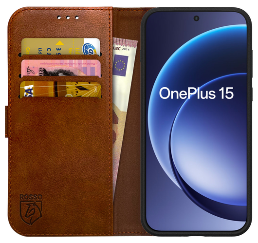 Rosso Element OnePlus 15 Hoesje Book Case Wallet Bruin afbeelding 1