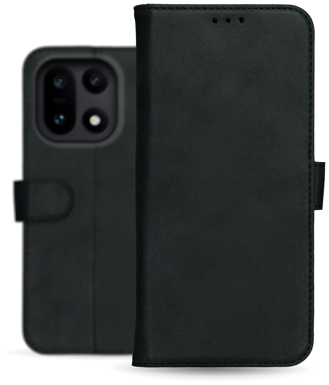 Rosso Deluxe OnePlus 15 Hoesje Echt Leer Book Case Zwart afbeelding 10